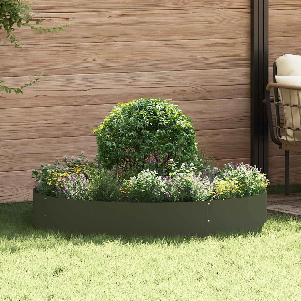 vidaXL Пръстен за саксия 5 бр. Маслинено зелено 120 x 120 x 20 см