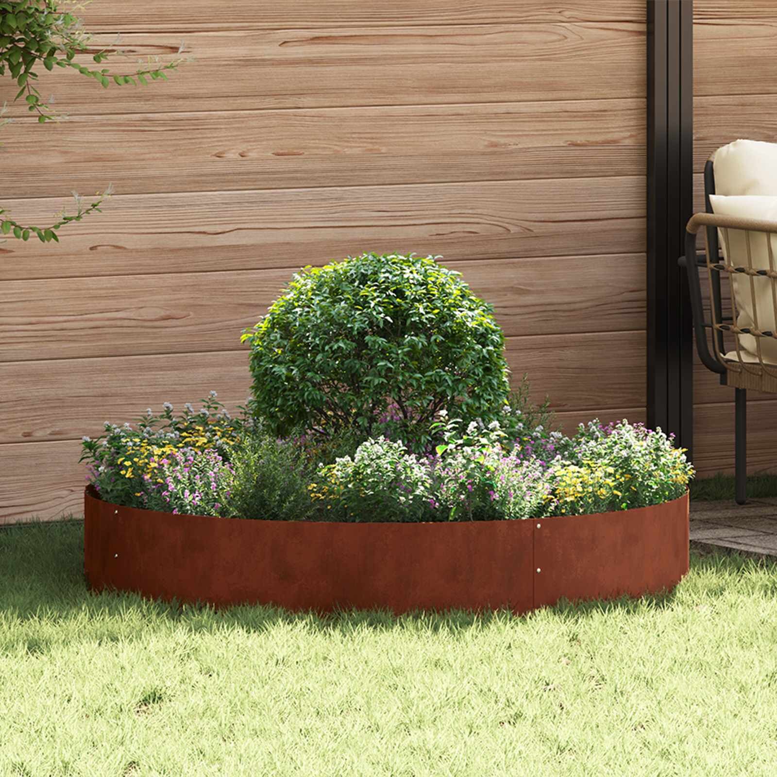 vidaXL Пръстен за саксия Ръждясало 120 x 120 x 20 см