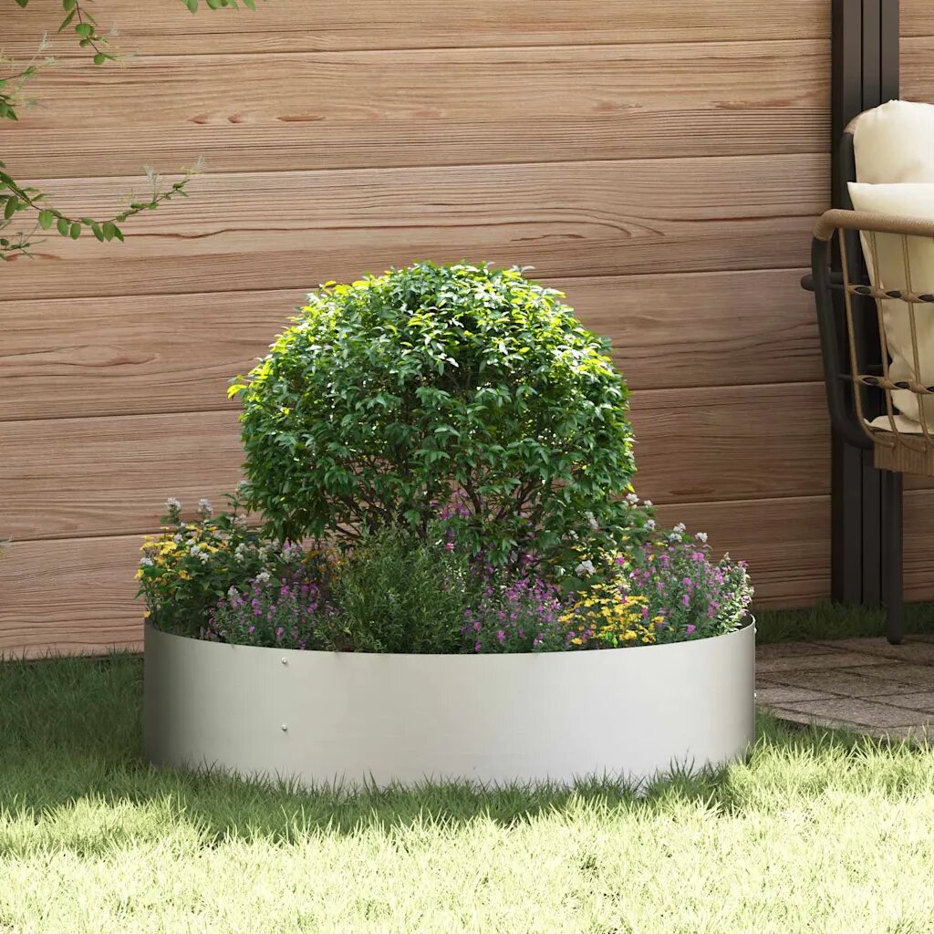 vidaXL Пръстен за саксия Сребрист 80 x 80 x 20 cm Неръждаема стомана
