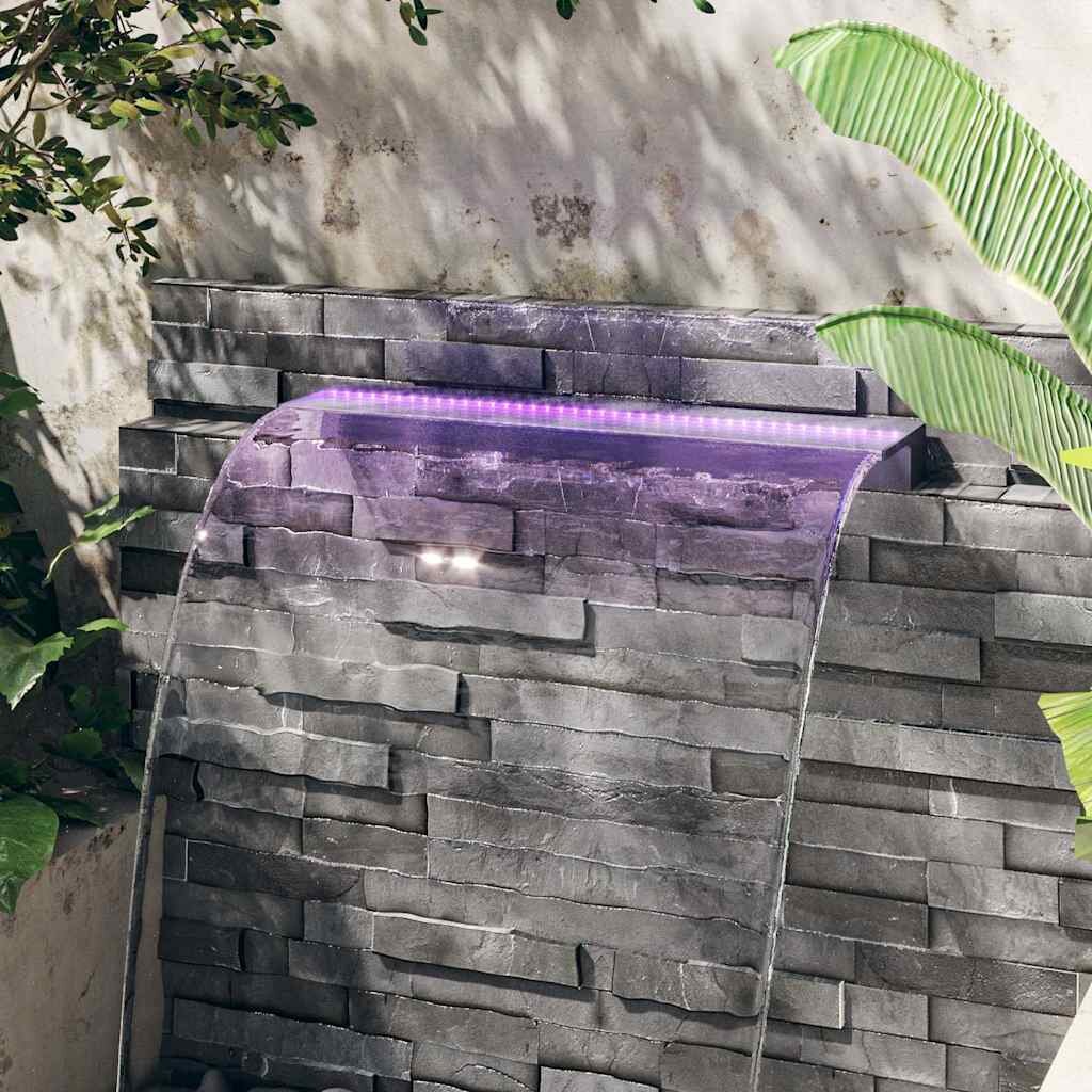 vidaXL Преливник за водопад с RGB LED акрил 108 см