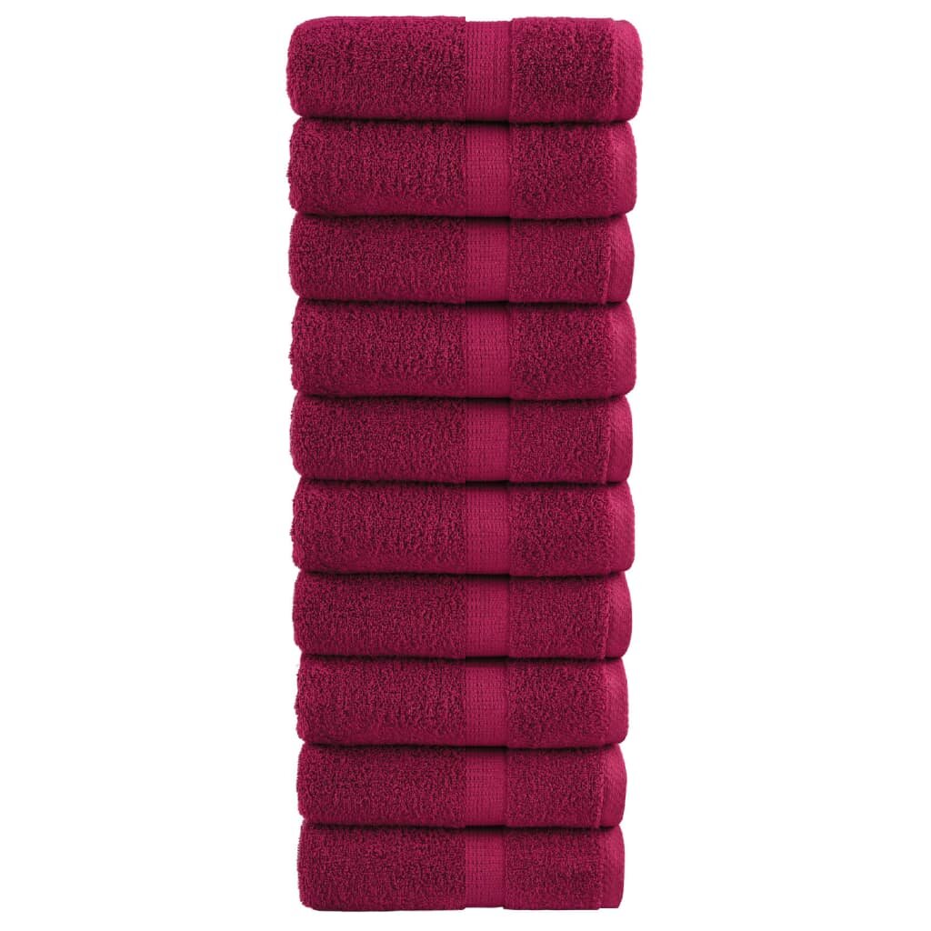 vidaXL Premium Guest Towels 10pcs Bordeaux 30x50cm 600gsm 100% Cotton - Untranslated