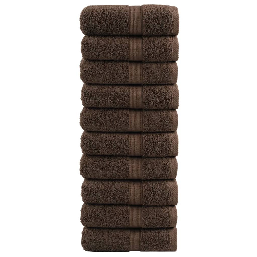 vidaXL Premium Guest Towels 10pcs Brown 30x50cm 600gsm 100% Cotton - Untranslated