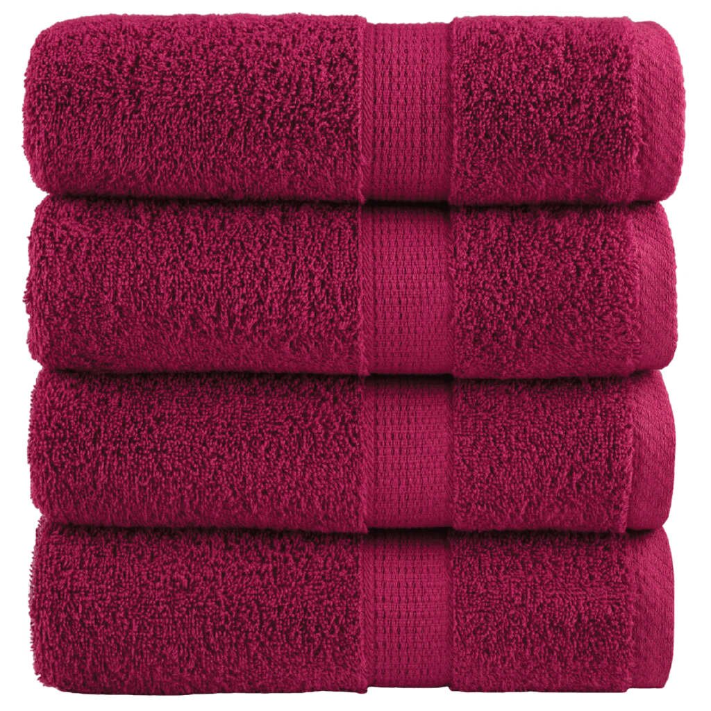 vidaXL Premium Guest Towels 4pcs Bordeaux 30x50cm 600gsm 100% Cotton - Untranslated