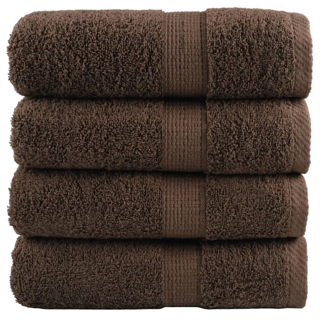 vidaXL Premium Guest Towels 4pcs Brown 30x50cm 600gsm 100% Cotton - Untranslated
