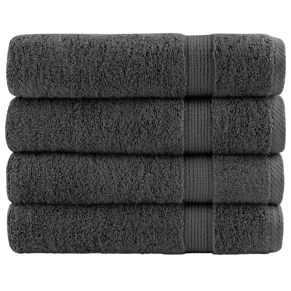 vidaXL Premium Hand Towels 4pcs Anthracite 50x100cm 600gsm 100% Cotton - Untranslated