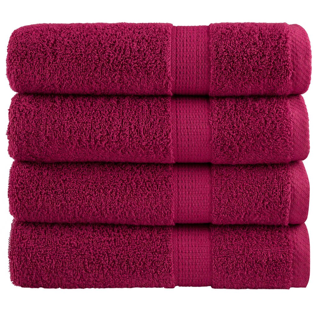 vidaXL Premium Hand Towels 4pcs Bordeaux 50x100cm 600gsm 100% Cotton - Untranslated