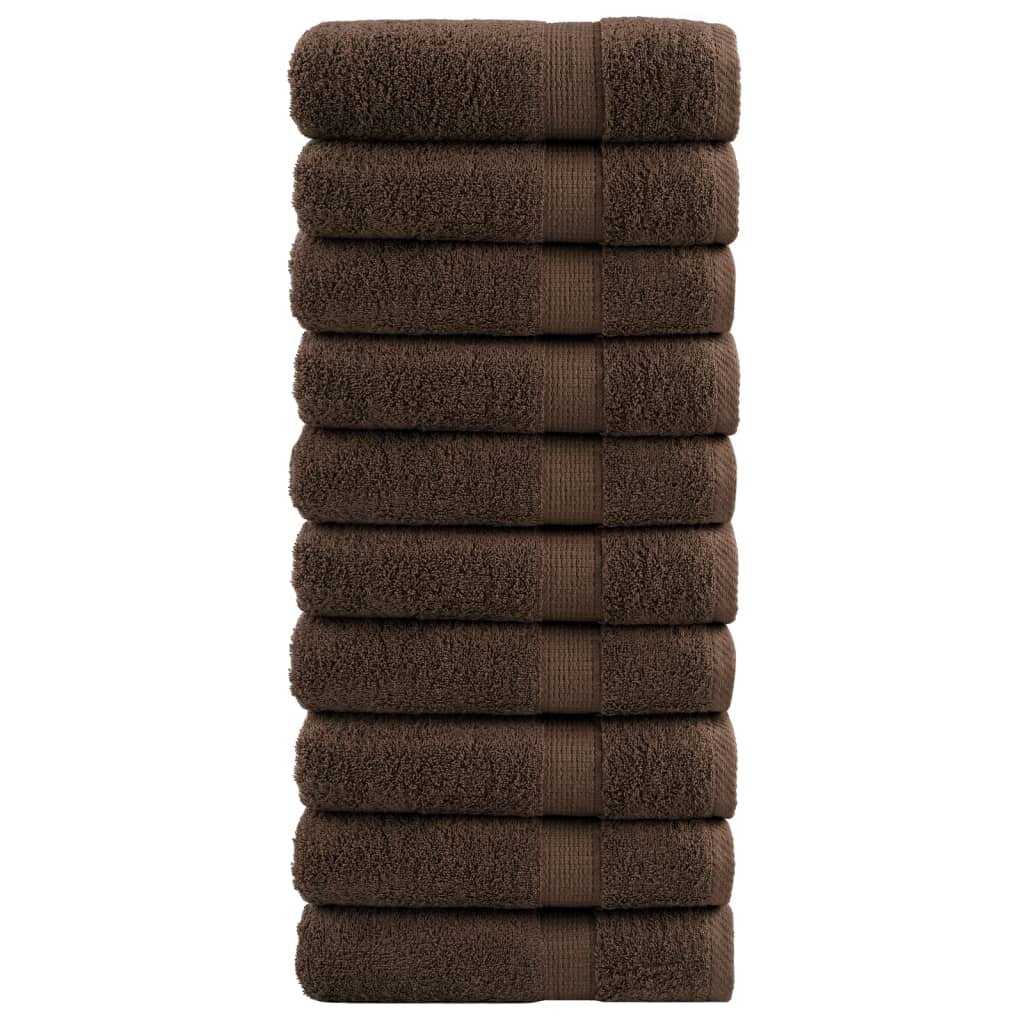 vidaXL Премиум хавлиени кърпи SOLUND 10 бр кафяви 100x150 см 600 gsm