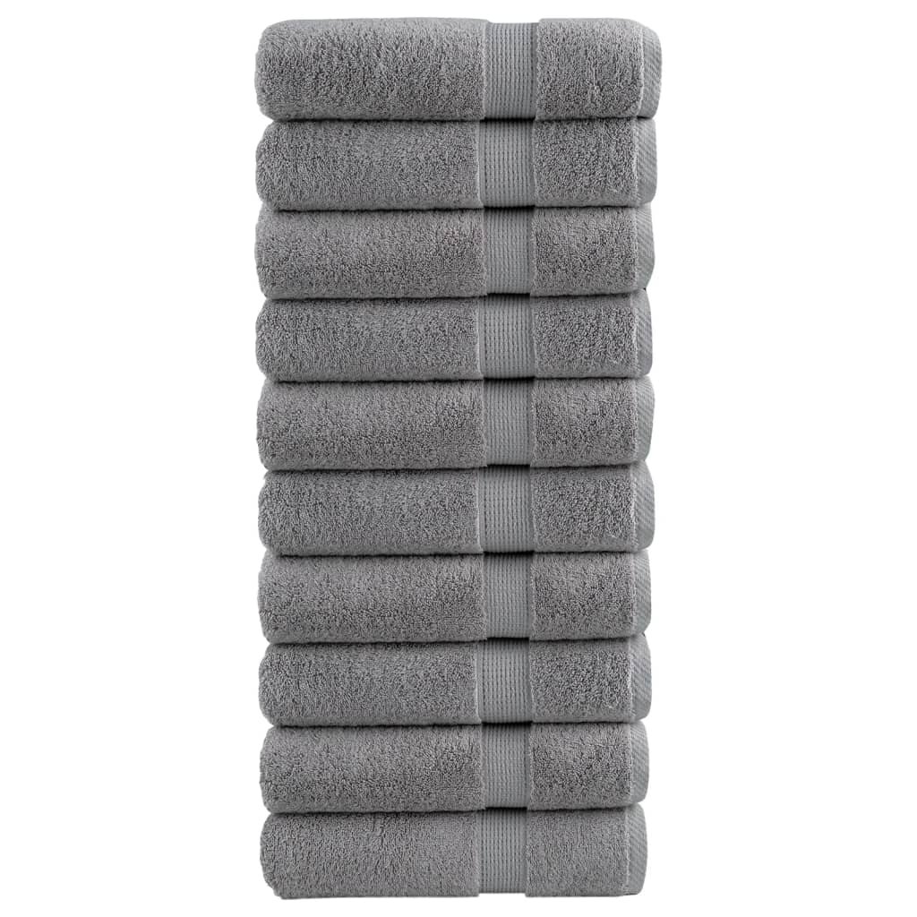 vidaXL Премиум хавлиени кърпи SOLUND 10 бр сиви 100x150 см 600 gsm