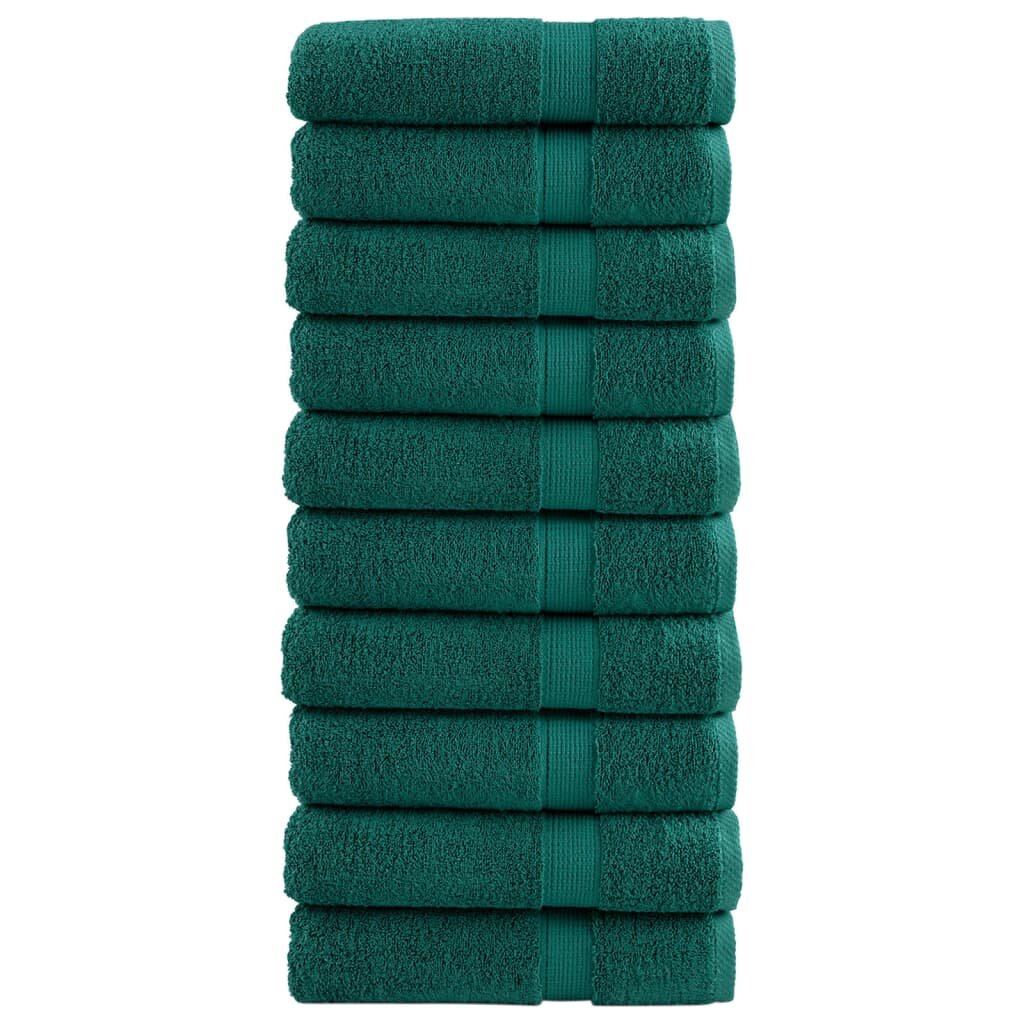 vidaXL Премиум хавлиени кърпи SOLUND 10 бр зелени 100x150 см 600 gsm