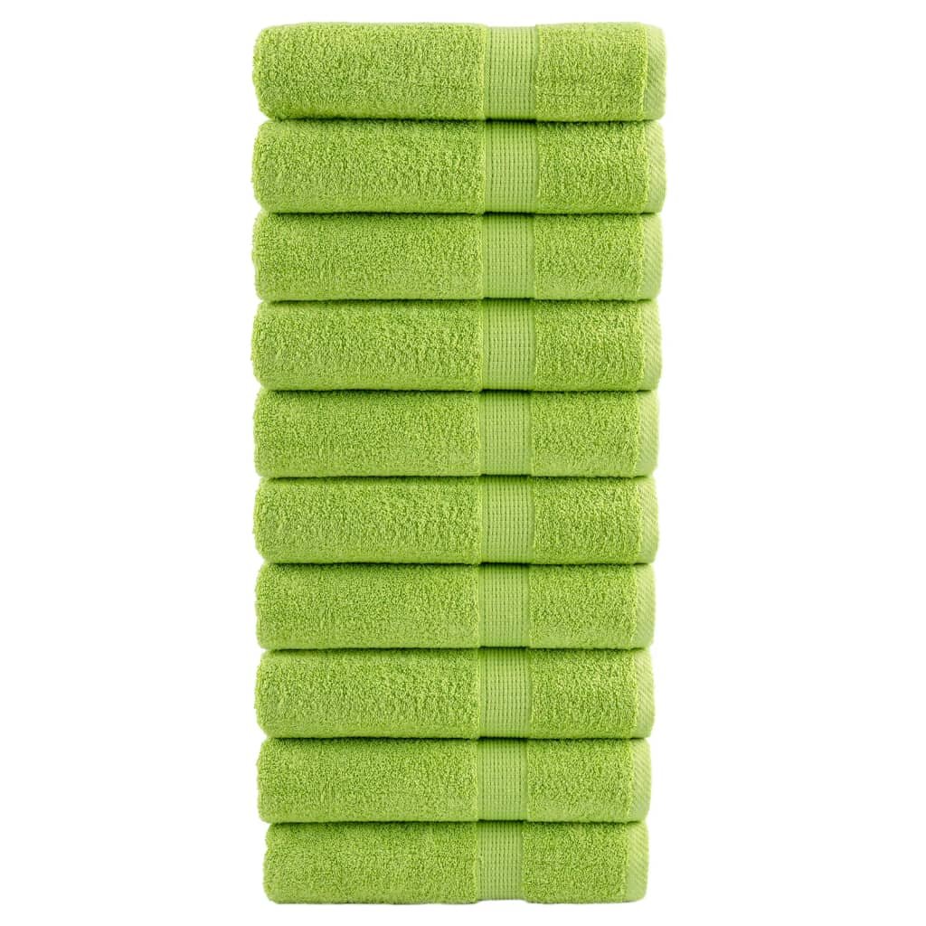 vidaXL Премиум хавлиени кърпи SOLUND 10 бр зелени 100x150 см 600 gsm
