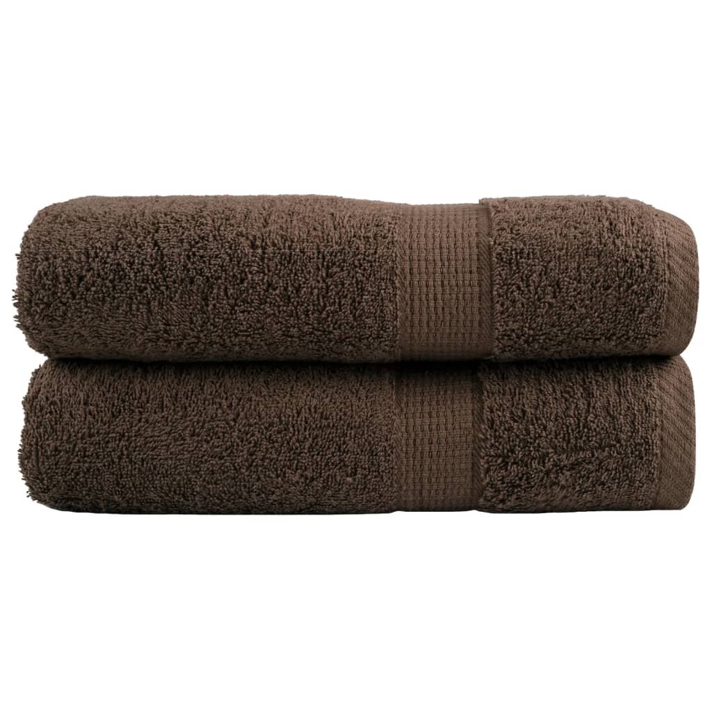 vidaXL Премиум хавлиени кърпи SOLUND 2 бр кафяви 100x150см 600 gsm