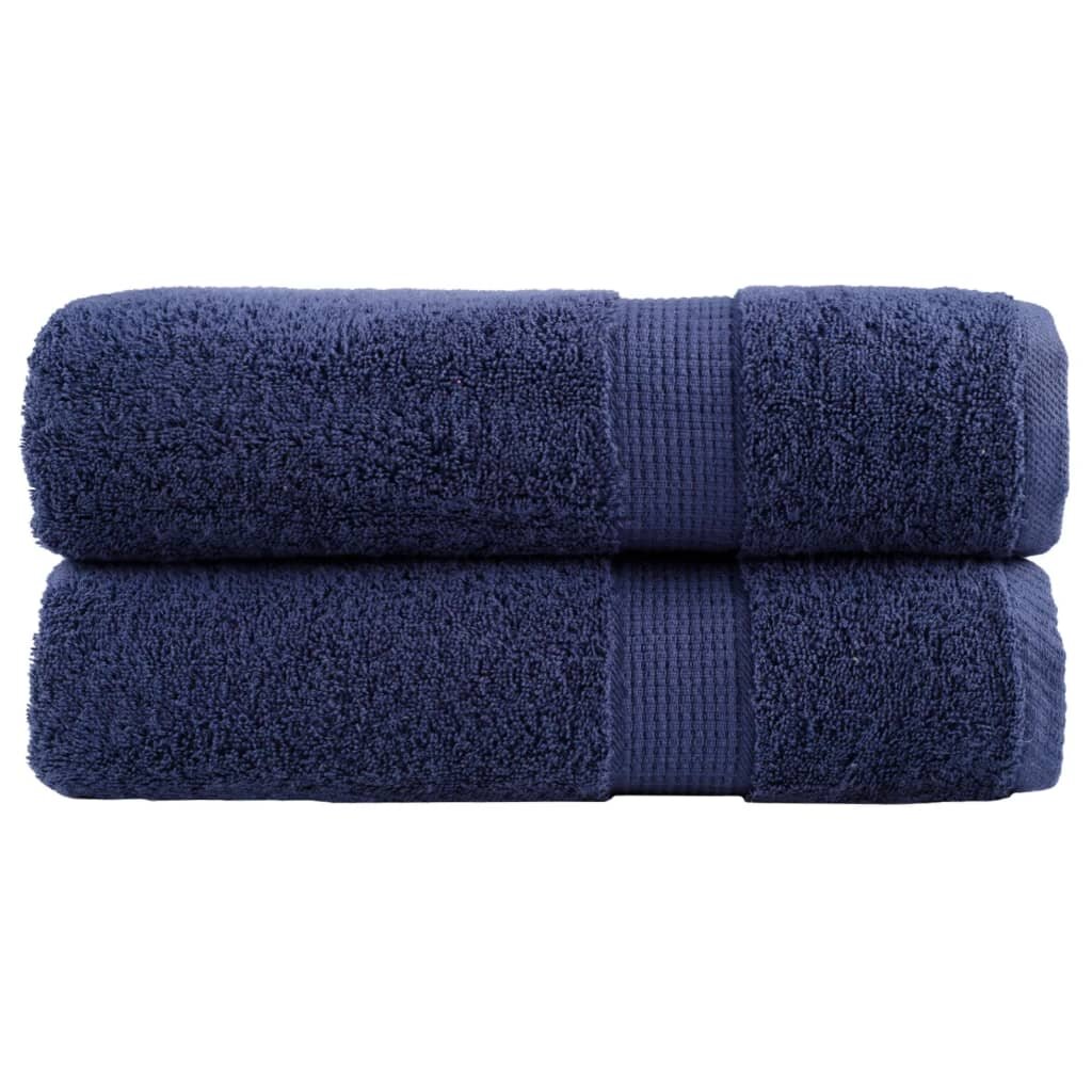 vidaXL Премиум хавлиени кърпи SOLUND 2 бр сини 100x150 см 600 gsm