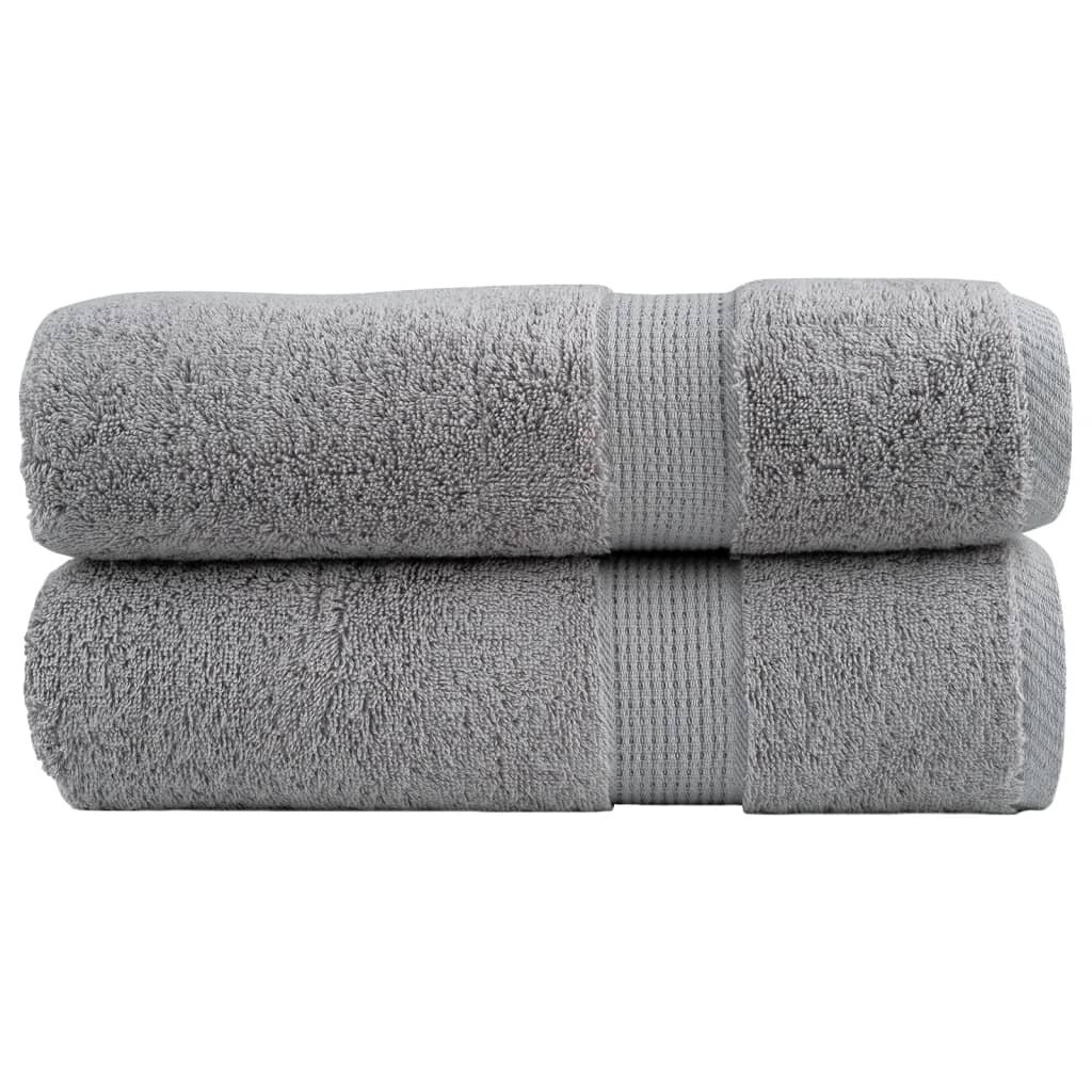 vidaXL Премиум хавлиени кърпи SOLUND 2 бр сиви 100x150 см 600 gsm