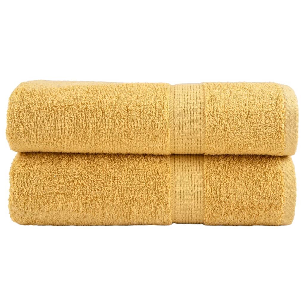 vidaXL Премиум хавлиени кърпи SOLUND 2 бр злато 100x150 см 600 gsm
