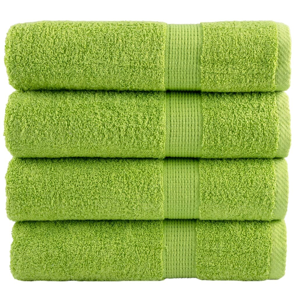 vidaXL Премиум хавлиени кърпи SOLUND 4 бр зелени 100x150см 600 gsm
