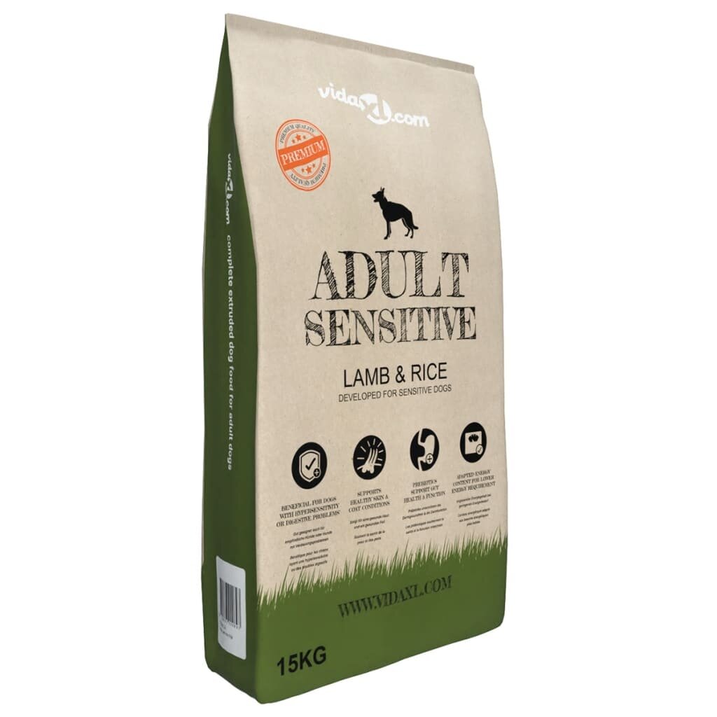 vidaXL Премиум храна за кучета Adult Sensitive Lamb & Rice 15 кг