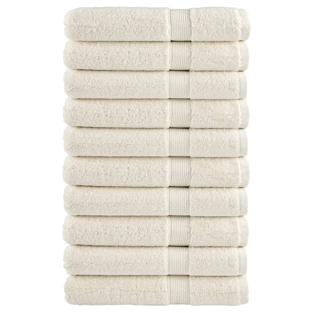 vidaXL Премиум кърпи SOLUND 10 бр кремави 100x200 см 600 gsm