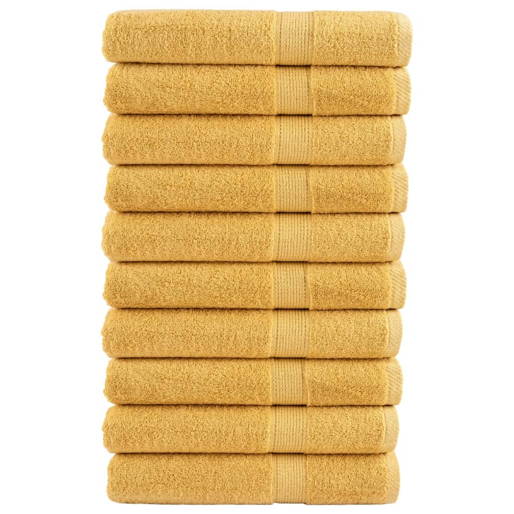 vidaXL Премиум кърпи SOLUND 10 бр златист 100x200 см 600 gsm