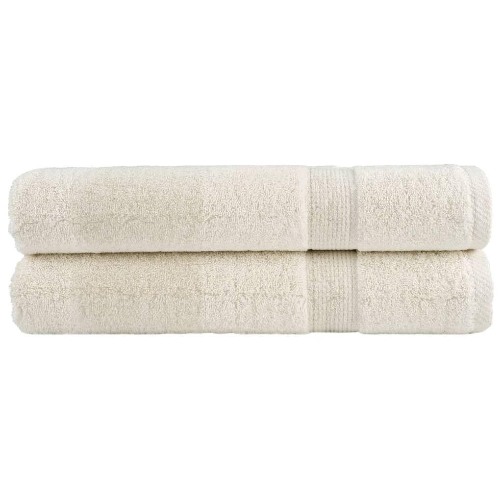 vidaXL Премиум кърпи SOLUND 2 бр кремави 100x200 см 600 gsm
