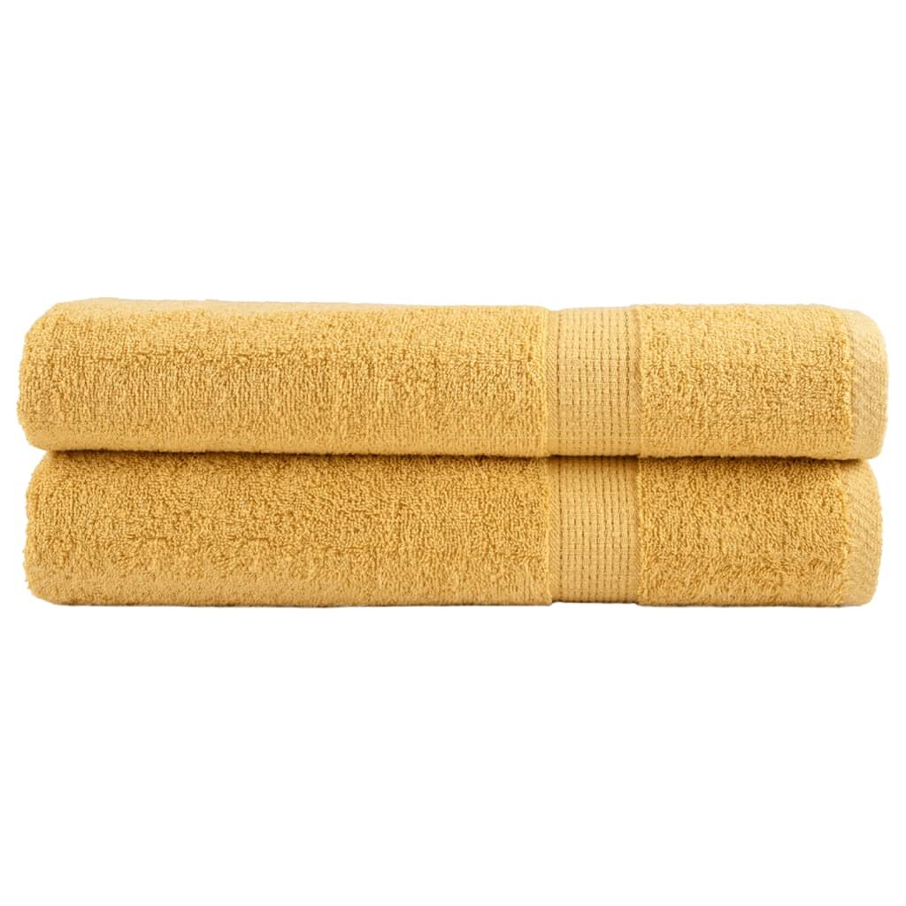 vidaXL Премиум кърпи SOLUND 2 бр златист 100x200 см 600 gsm