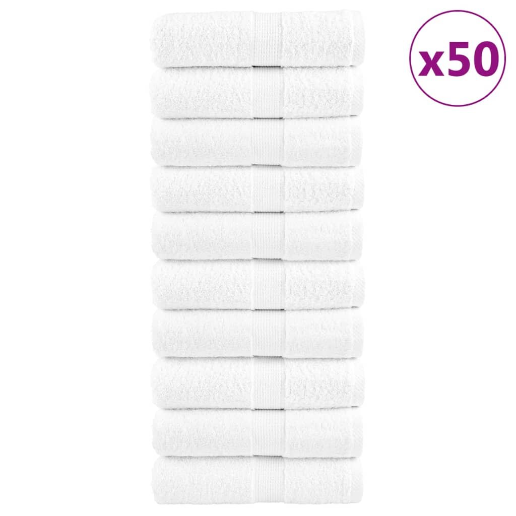 vidaXL Премиум кърпи за пране SOLUND 50 бр. бели 30x30 см 600 г/м²