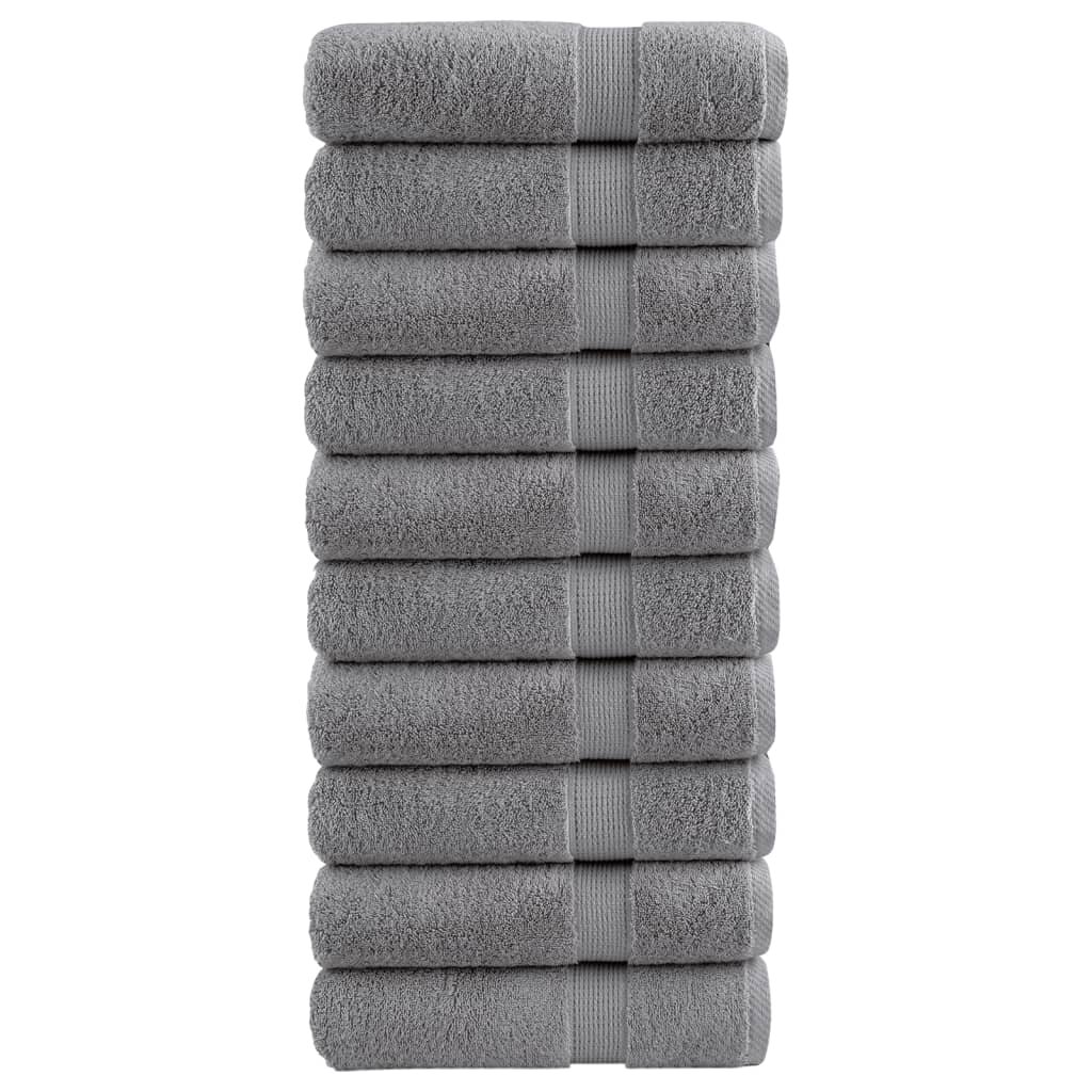 vidaXL Премиум кърпи за ръце SOLUND 10 бр сиви 50x100 см 600 gsm