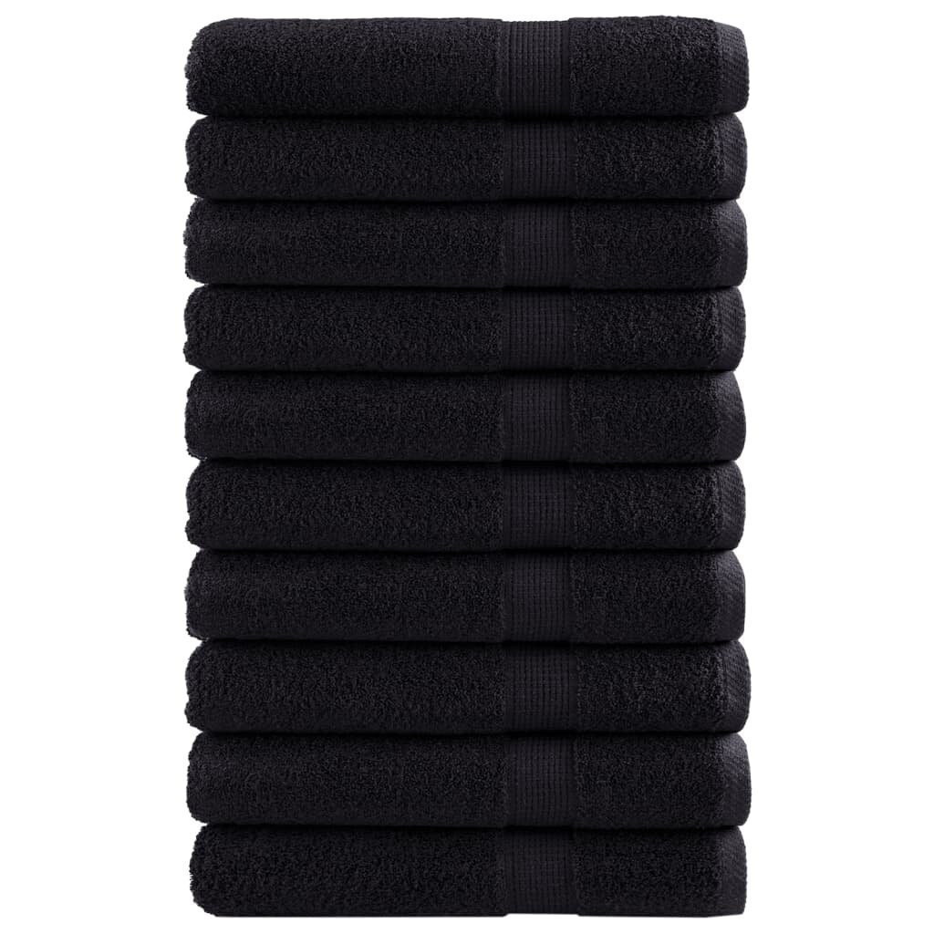 vidaXL Премиум кърпи за сауна SOLUND 10 бр черни 80x200 см 600 gsm