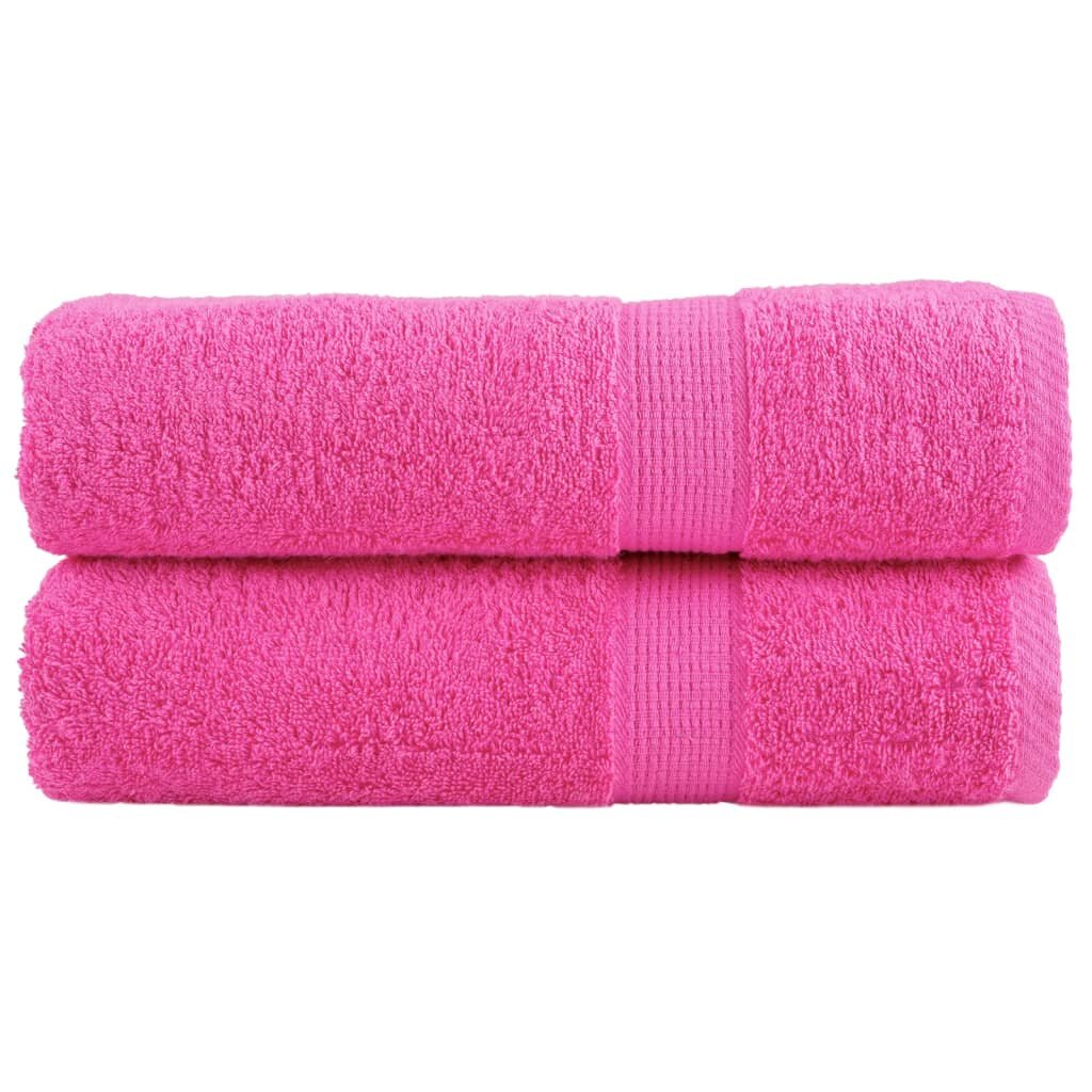 vidaXL Premium Shower Towels 2 pcs Pink 70x140 cm 600 gsm 100% Cotton - Untranslated