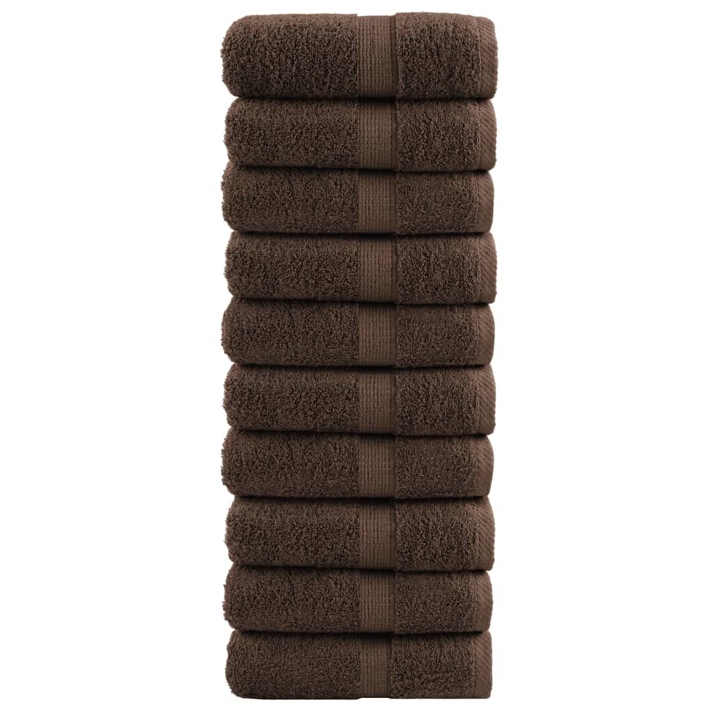 vidaXL Premium Washcloths 10pcs Brown 30x30cm 600gsm 100% Cotton - Untranslated