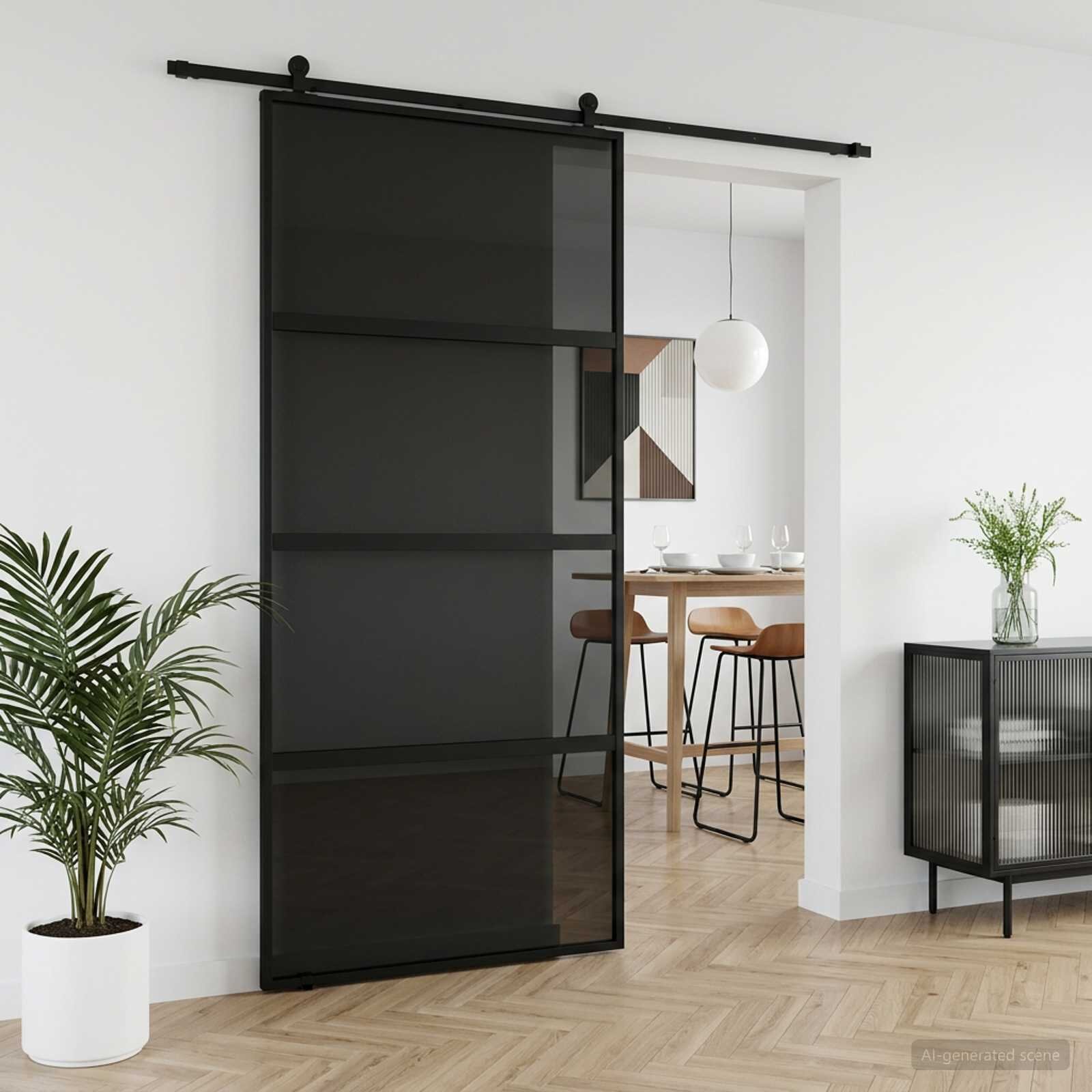 vidaXL Преплъзваща се врата 102.5 x 205 cm Закалено стъкло и алуминий