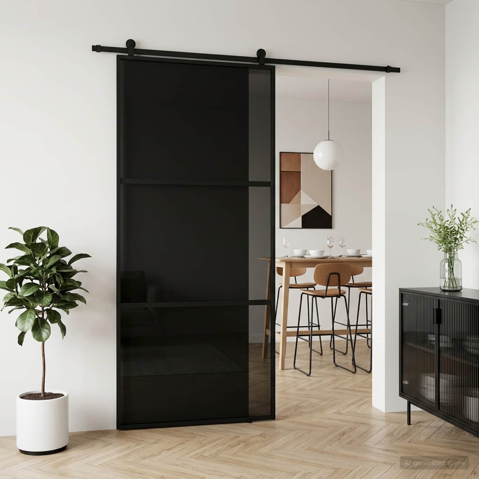 vidaXL Преплъзваща се врата 102 x 205 cm Закалено стъкло и алуминий