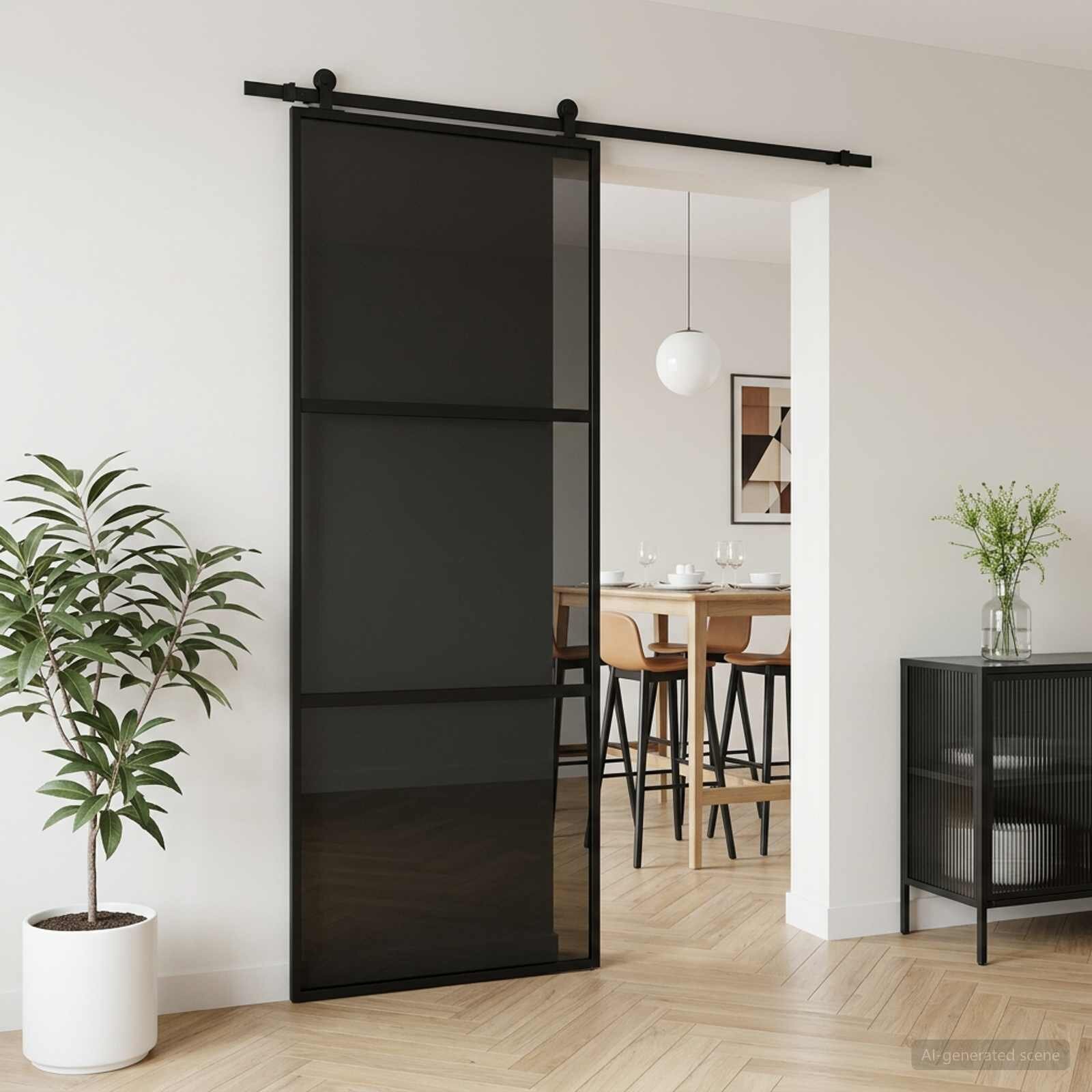 vidaXL Преплъзваща се врата 76 x 205 cm Закалено стъкло и алуминий