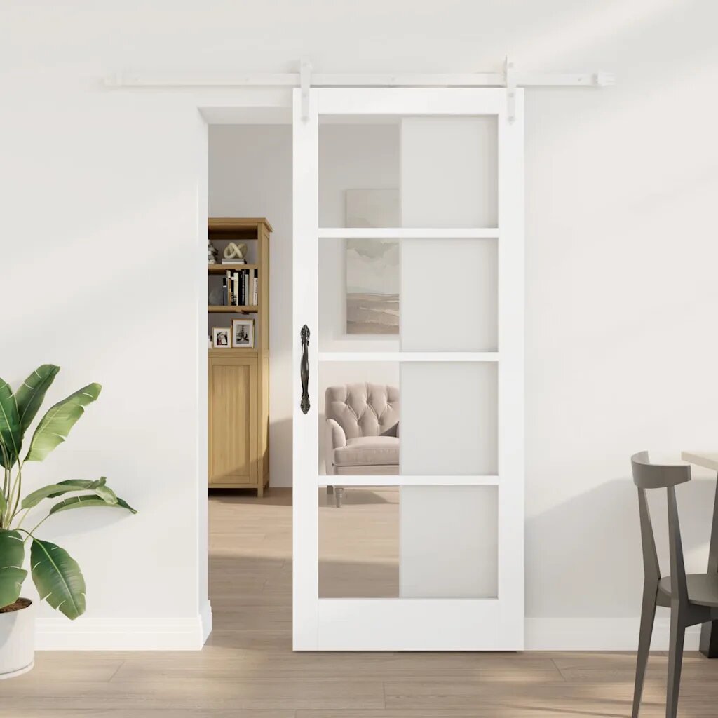 vidaXL Преплъзваща се врата 83 x 202 см Бяло