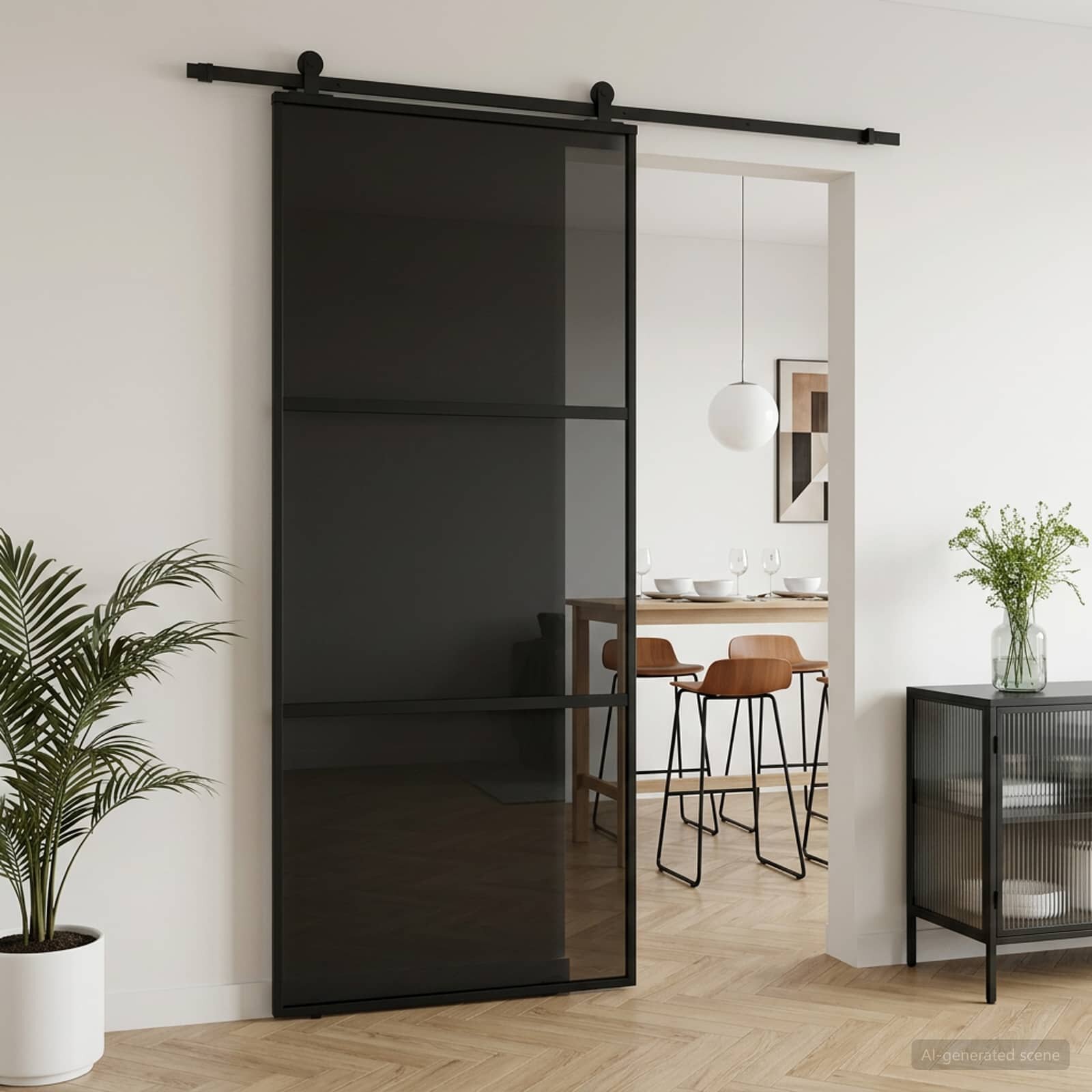 vidaXL Преплъзваща се врата 90 x 205 cm Закалено стъкло и алуминий
