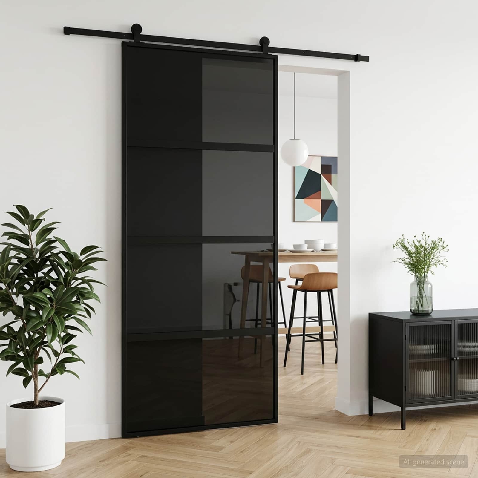 vidaXL Преплъзваща се врата 90 x 205 cm Закалено стъкло и алуминий