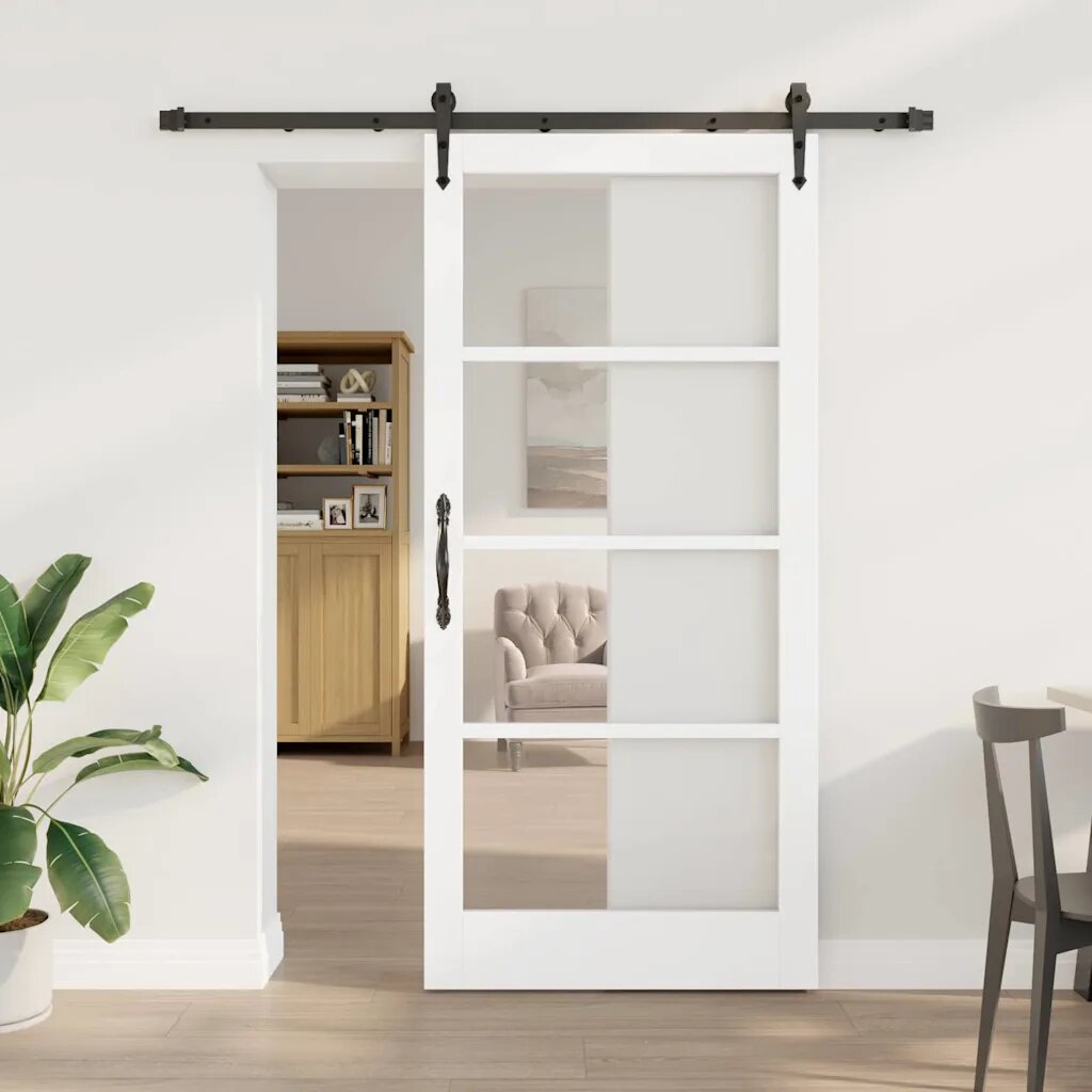 vidaXL Преплъзваща се врата 93 x 202 см Бяло