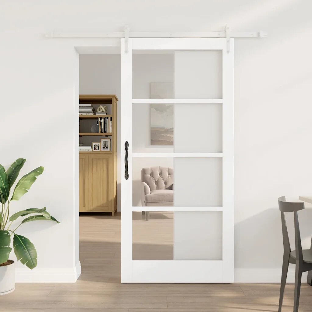 vidaXL Преплъзваща се врата 93 x 202 см Бяло