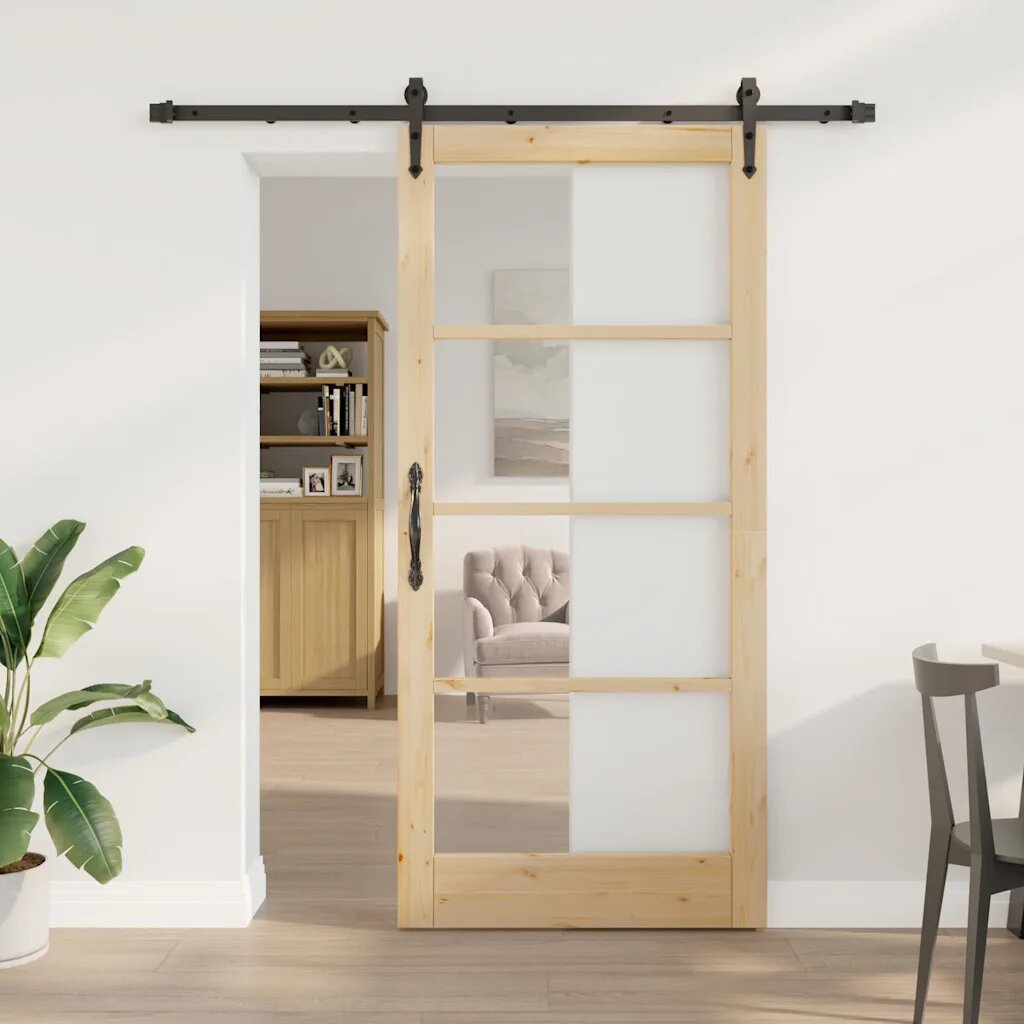 vidaXL Преплъзваща се врата 93 x 202 см Естествен