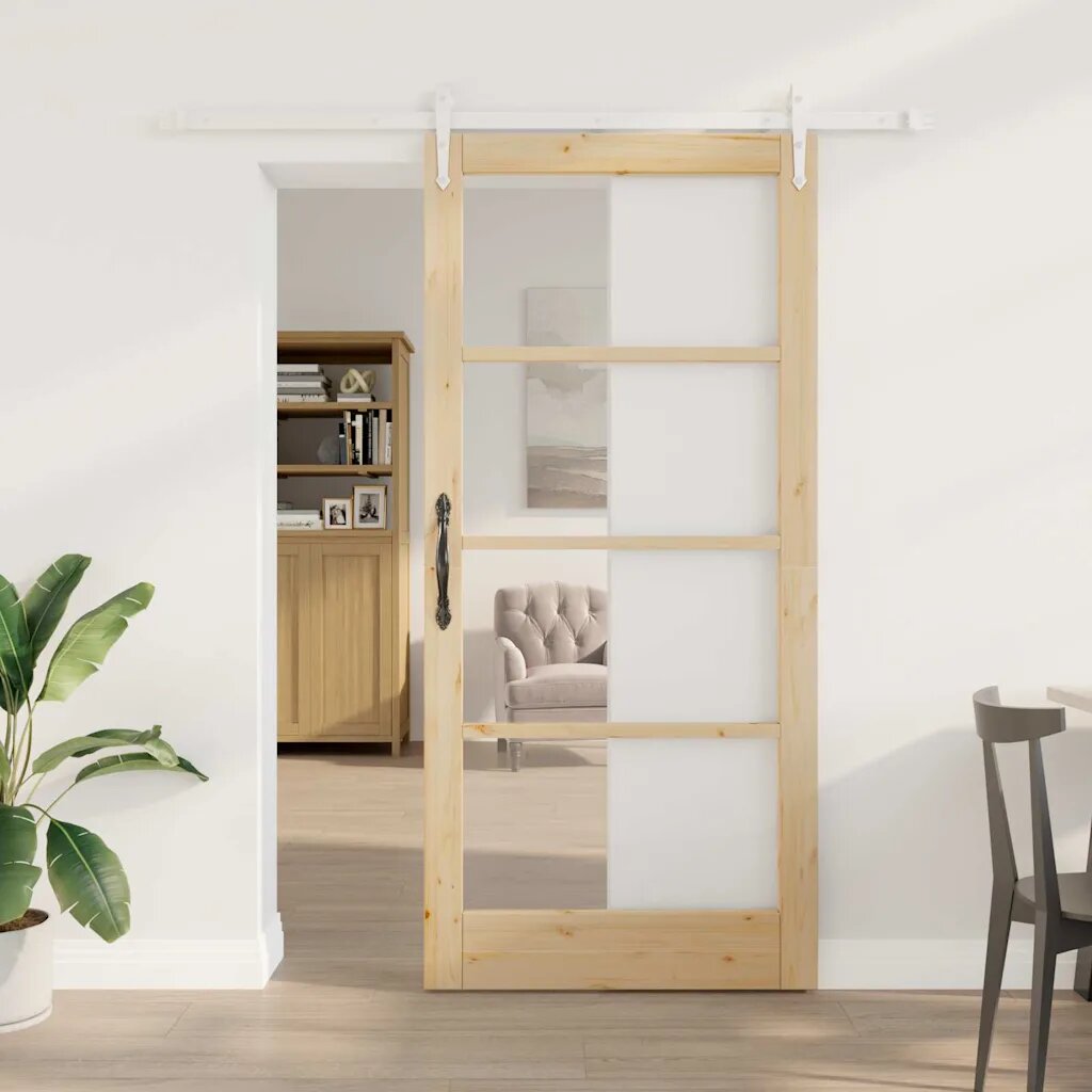 vidaXL Преплъзваща се врата 93 x 202 см Естествен