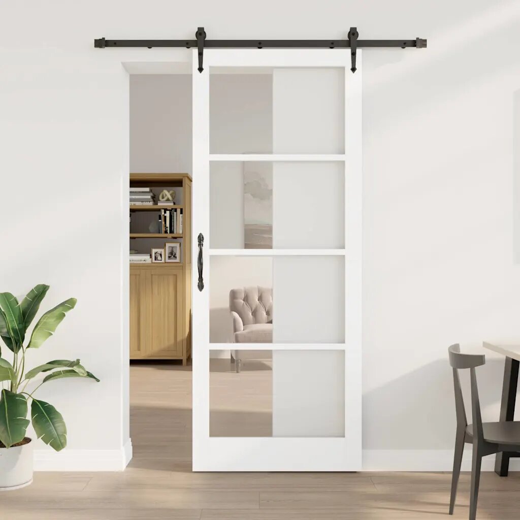 vidaXL Преплъзваща се врата 93 x 232 см Бяло