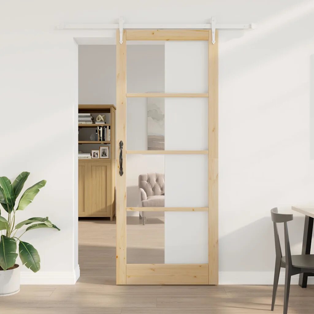 vidaXL Преплъзваща се врата 93 x 232 см Естествен