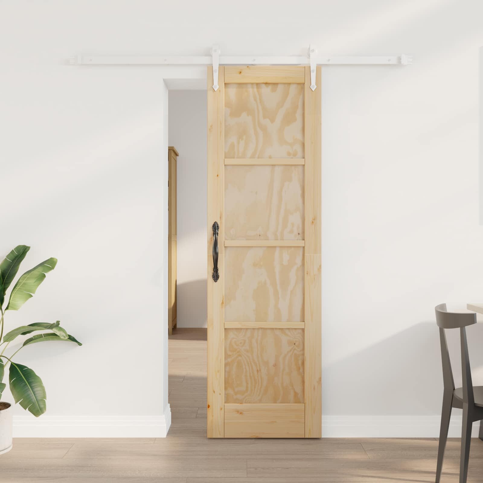 vidaXL Преплъзваща се врата ORKDAL 61 x 1985 см Естествено и бяло