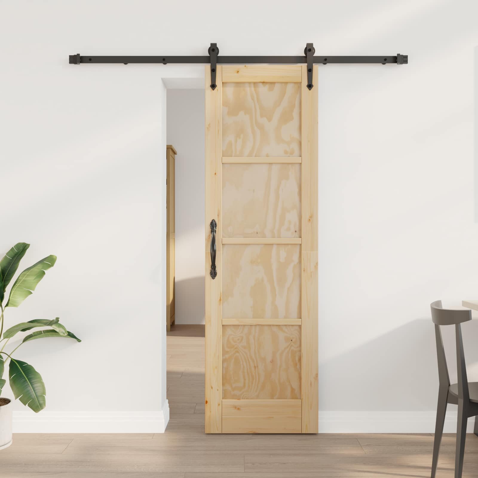 vidaXL Преплъзваща се врата ORKDAL 61 x 1985 см Естествено и черно