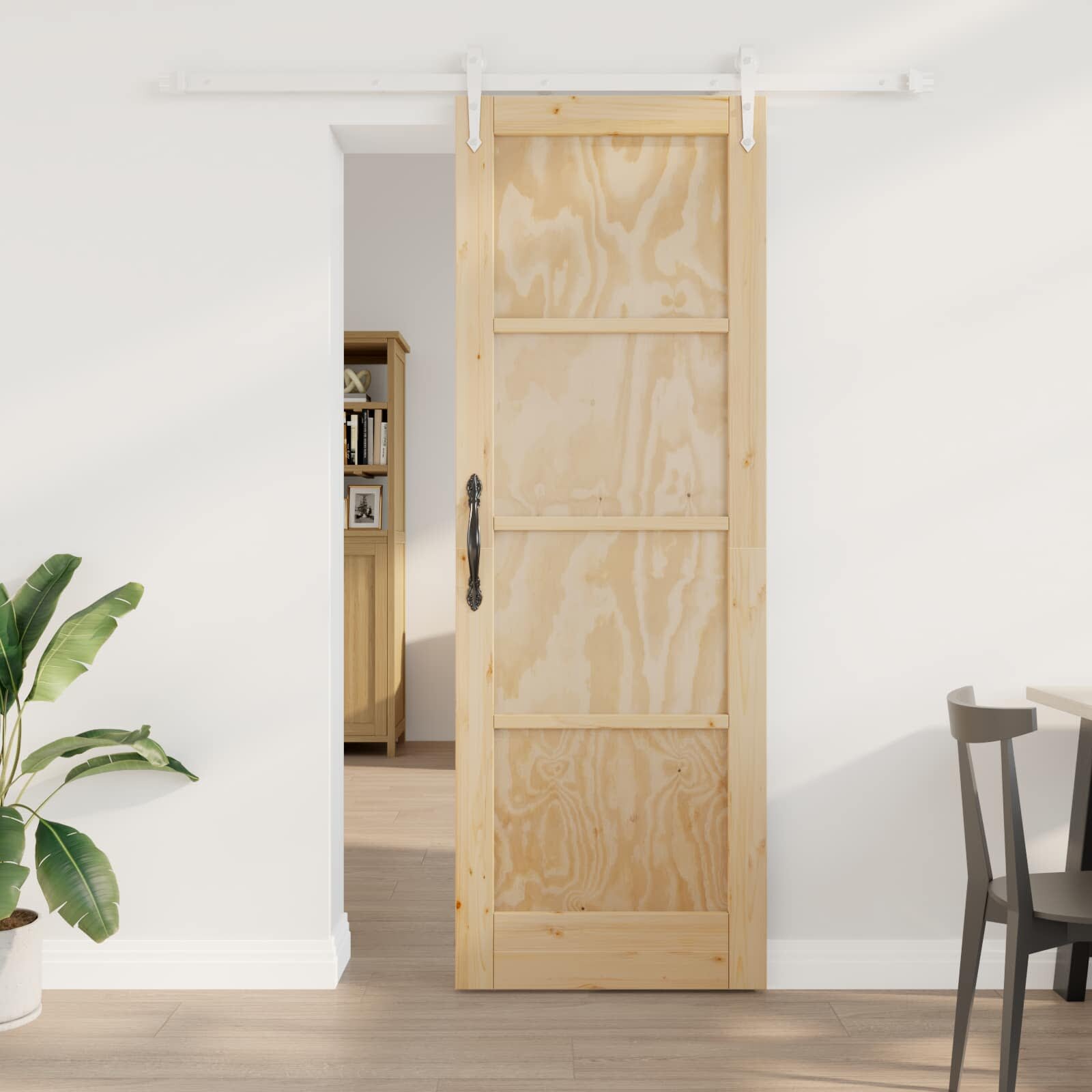 vidaXL Преплъзваща се врата ORKDAL 735 x 211 см Естествено и бяло