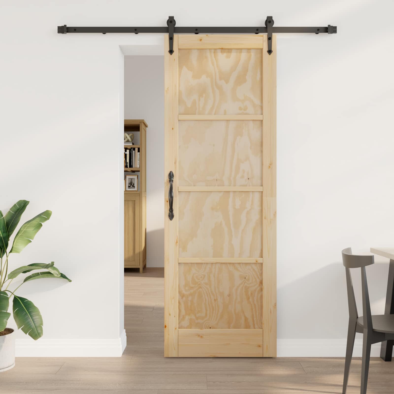 vidaXL Преплъзваща се врата ORKDAL 735 x 211 см Естествено и черно