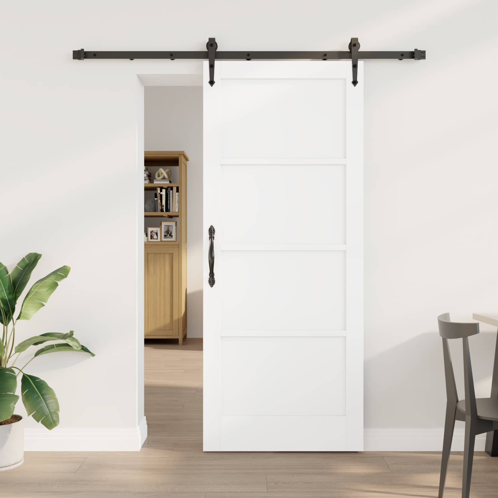 vidaXL Преплъзваща се врата ORKDAL 83 x 202 см Бяло и черно