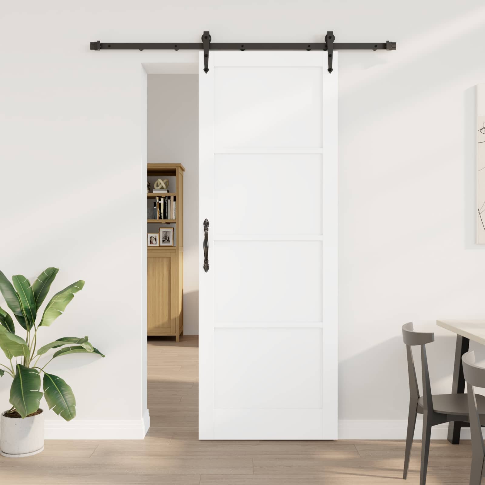 vidaXL Преплъзваща се врата ORKDAL 83 x 232 см Бяло и черно