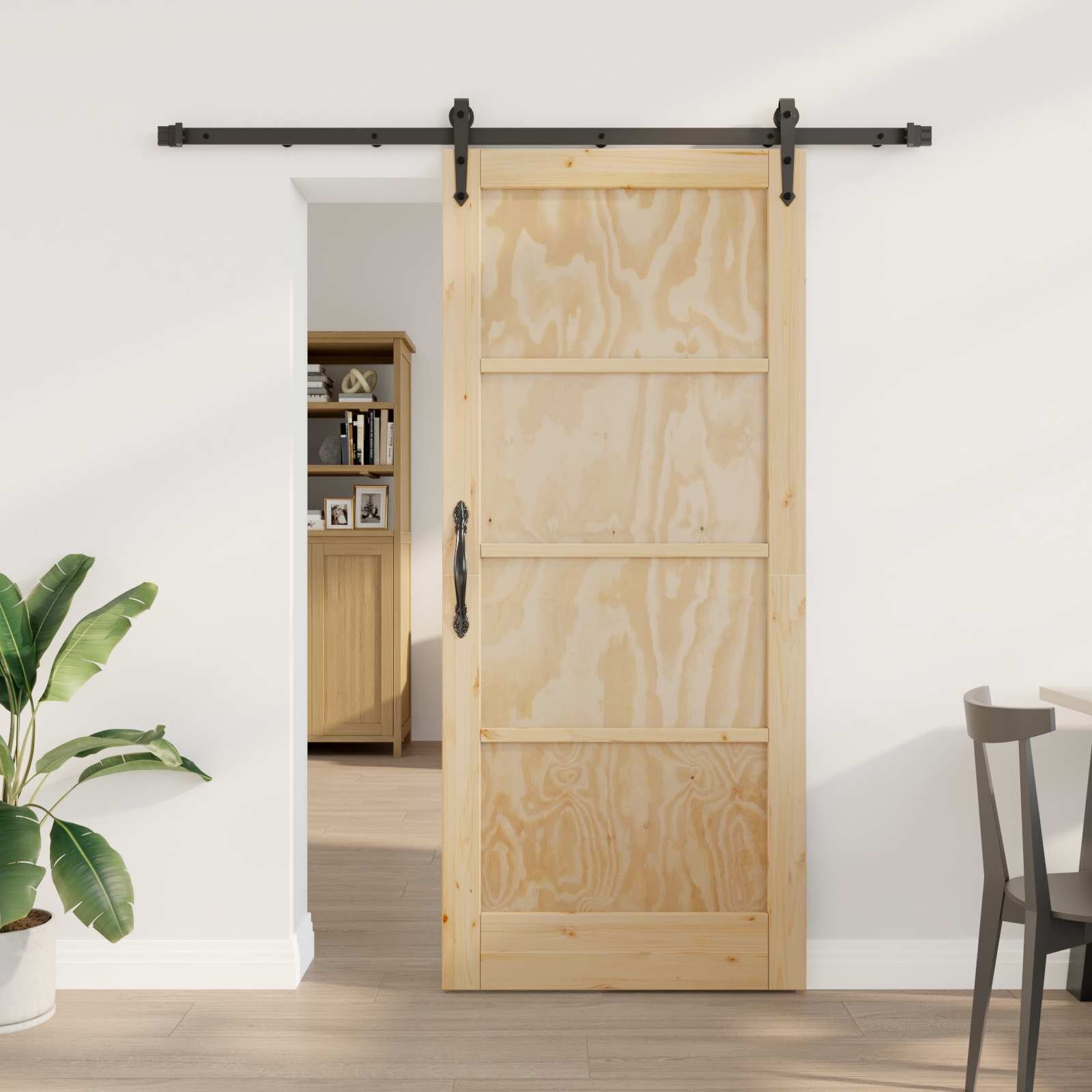 vidaXL Преплъзваща се врата ORKDAL 86 x 1985 см Естествено и черно