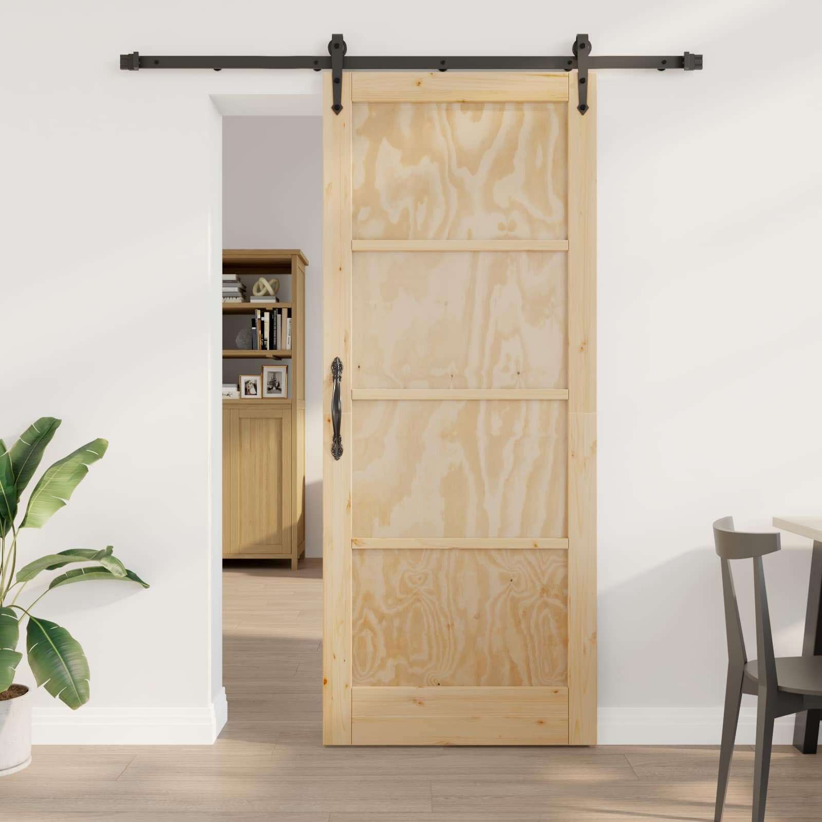 vidaXL Преплъзваща се врата ORKDAL 86 x 211 см Естествено и черно