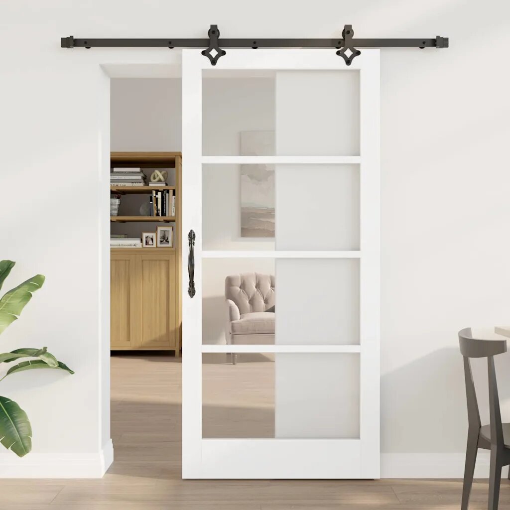 vidaXL Преплъзваща се врата ORKDAL 93 x 202 см Бяло и черно